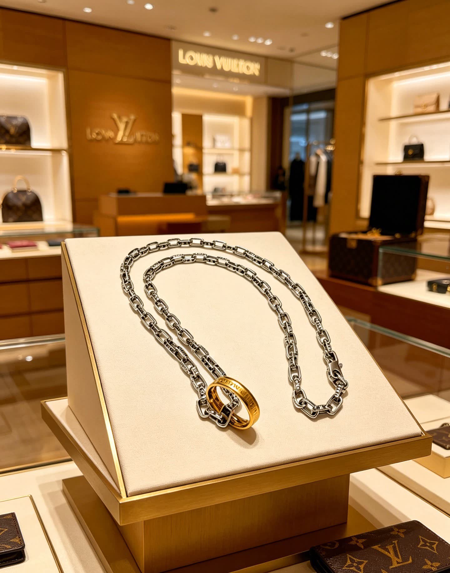 Louis Vuitton Atlas Ring Charm Necklace